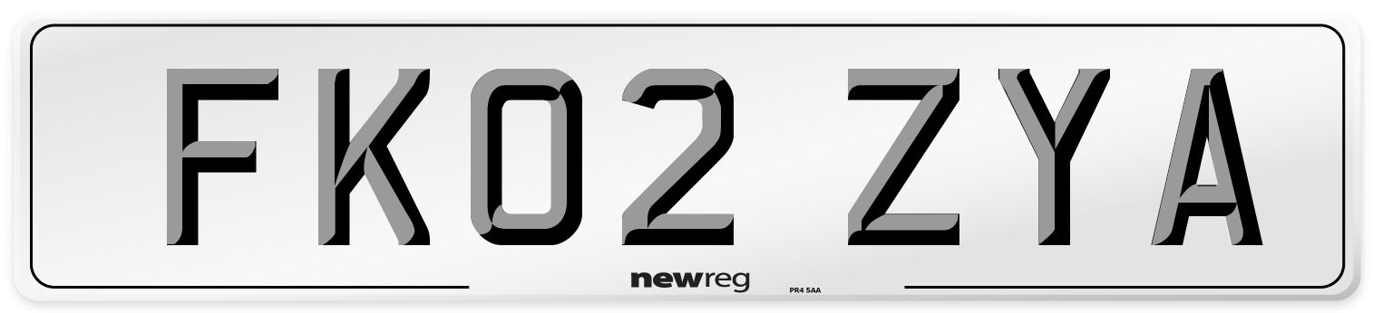 FK02 ZYA Number Plate from New Reg
